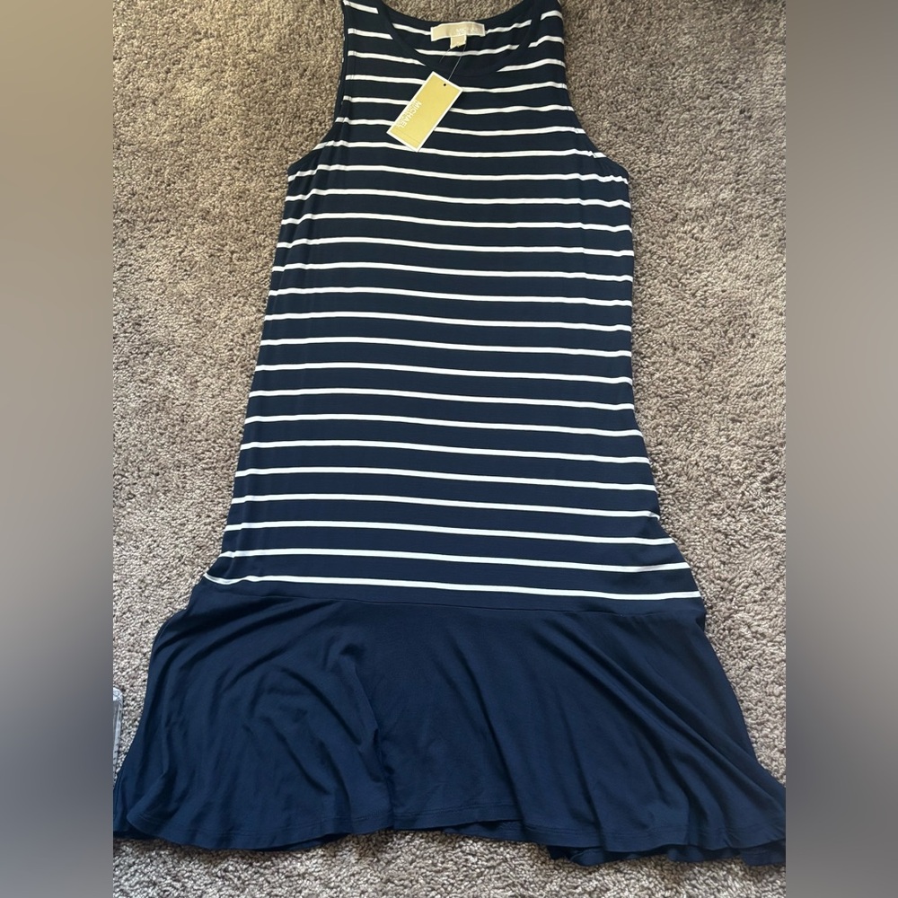 Michael Kors Blue and White Striped Top